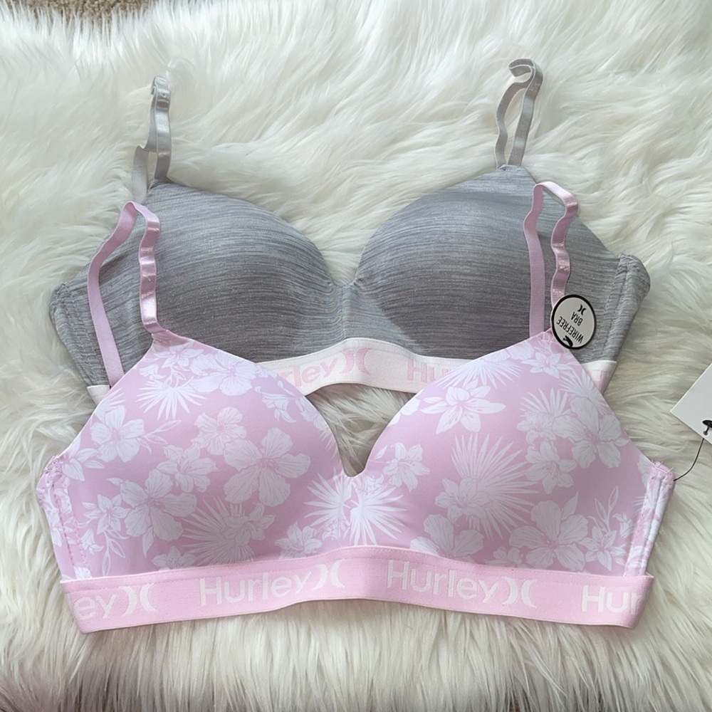 Hurley 2 Pack Wirefree No wire Push up Light Padded Bra NWT